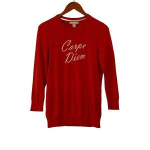 Banana Republic Silk Blend Carpe Diem Crew Long Sleeve Bitter Orange Sweater, M